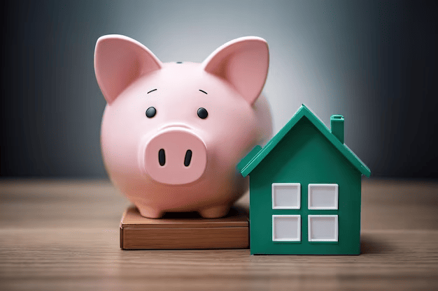 piggy bank with house miniature mortgage accumulation concept generative ai 840300 3097